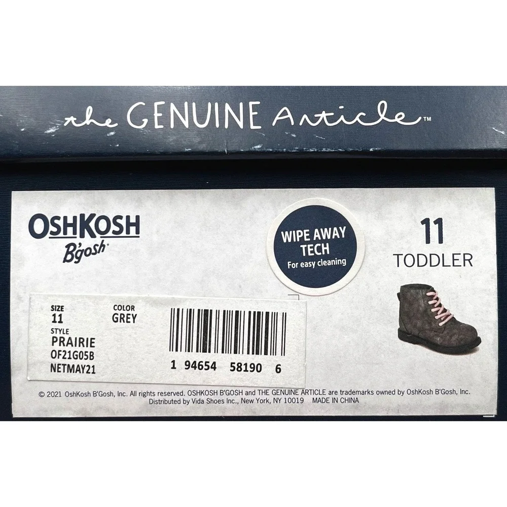 OshKosh B'Gosh Little Girls Ankle Fashion Boots Size 11  Gray Rose Pink Lace Up
